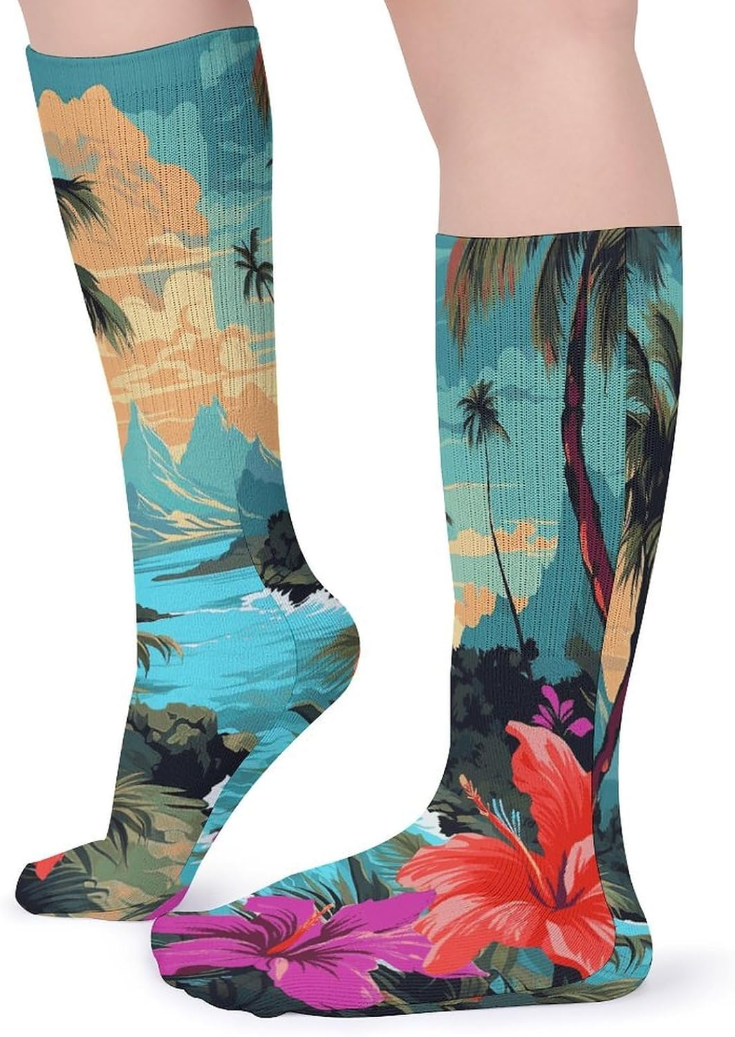 Hello Hawaii Knee High Socks Cozy Knee High Socks Soft Mid-Length Sock for All Seasons Daily Wear Adult