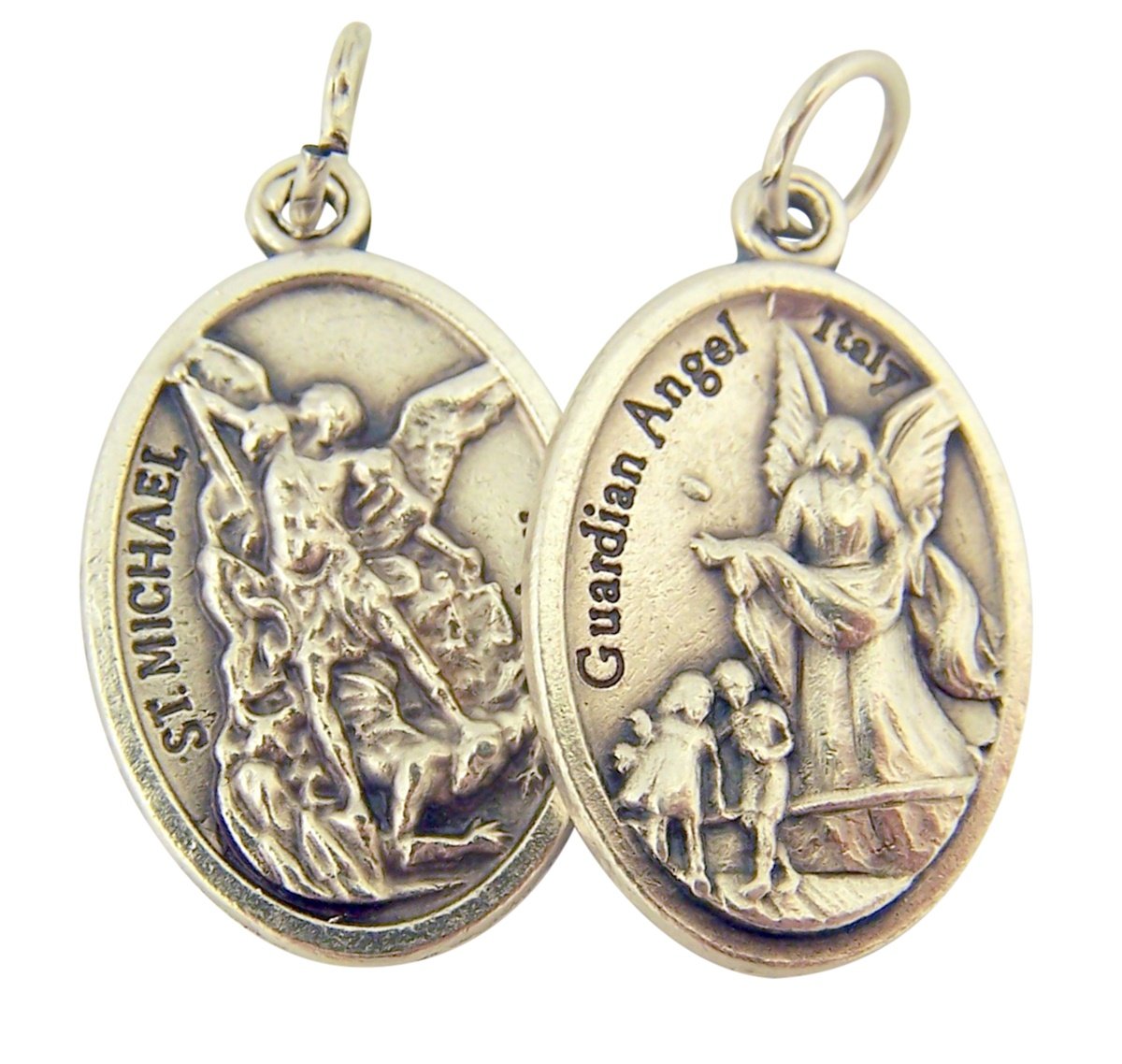 Catholic Patron Saint Medals Silver Toned Base, 1 Inch, Set of 2, Silver — view 9