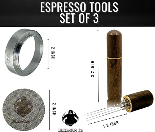 Miniatura 5 de BEARANA Co. Juego de 3 anillos de embudo de dosificación para café de 2.008 in, distribuidor de agujas WDT, filtro de pantalla de disco de acero