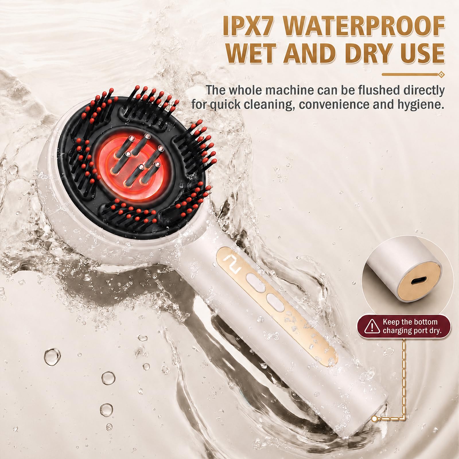 Scalp Massager, 3-in-1 Hair Oil Applicator, Cordless Electric Massager, IPX7 Waterproof, Portable Scalp Brush for Hair Growth & Dandruff Removal, Salon Home & Travel Use, White