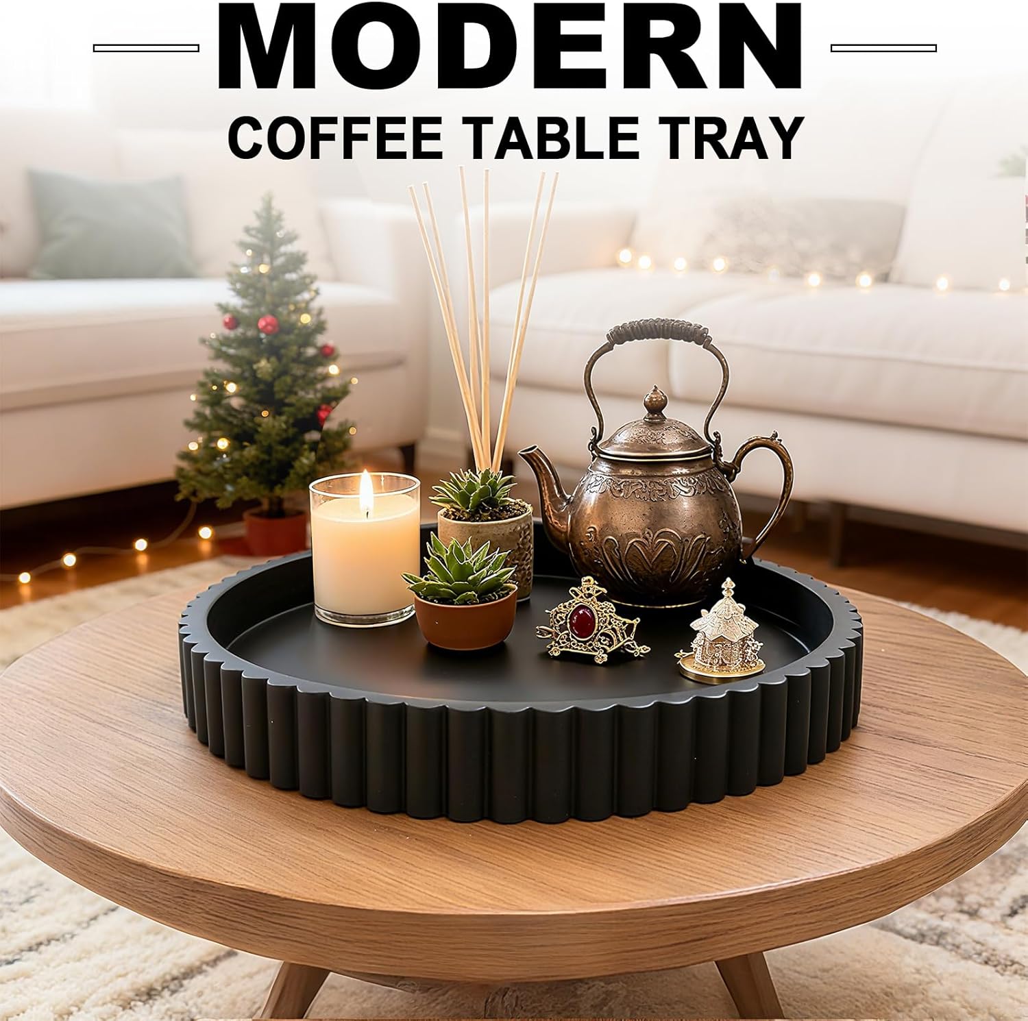 3 Pack 4x6 Acrylic Picture Frames and Black Round Decorative Tray