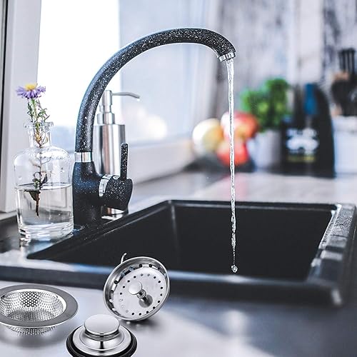 Vista 20 de Mudder 3 piezas de colador y tapón de drenaje para fregadero de cocina, tapón de eliminación de basura de acero inoxidable con asa, filtro universal