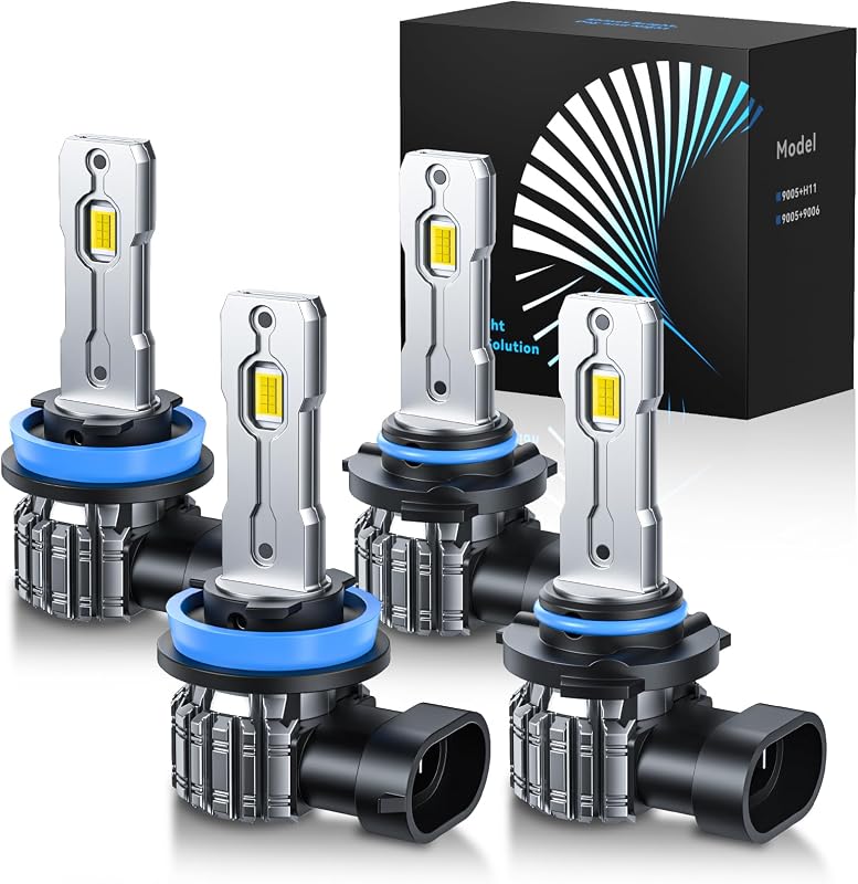Lâmpadas LED automotivas H11 e 9005 FTEVAR 6000 K branco frio para farol de neblina – Kit com 4 unidades