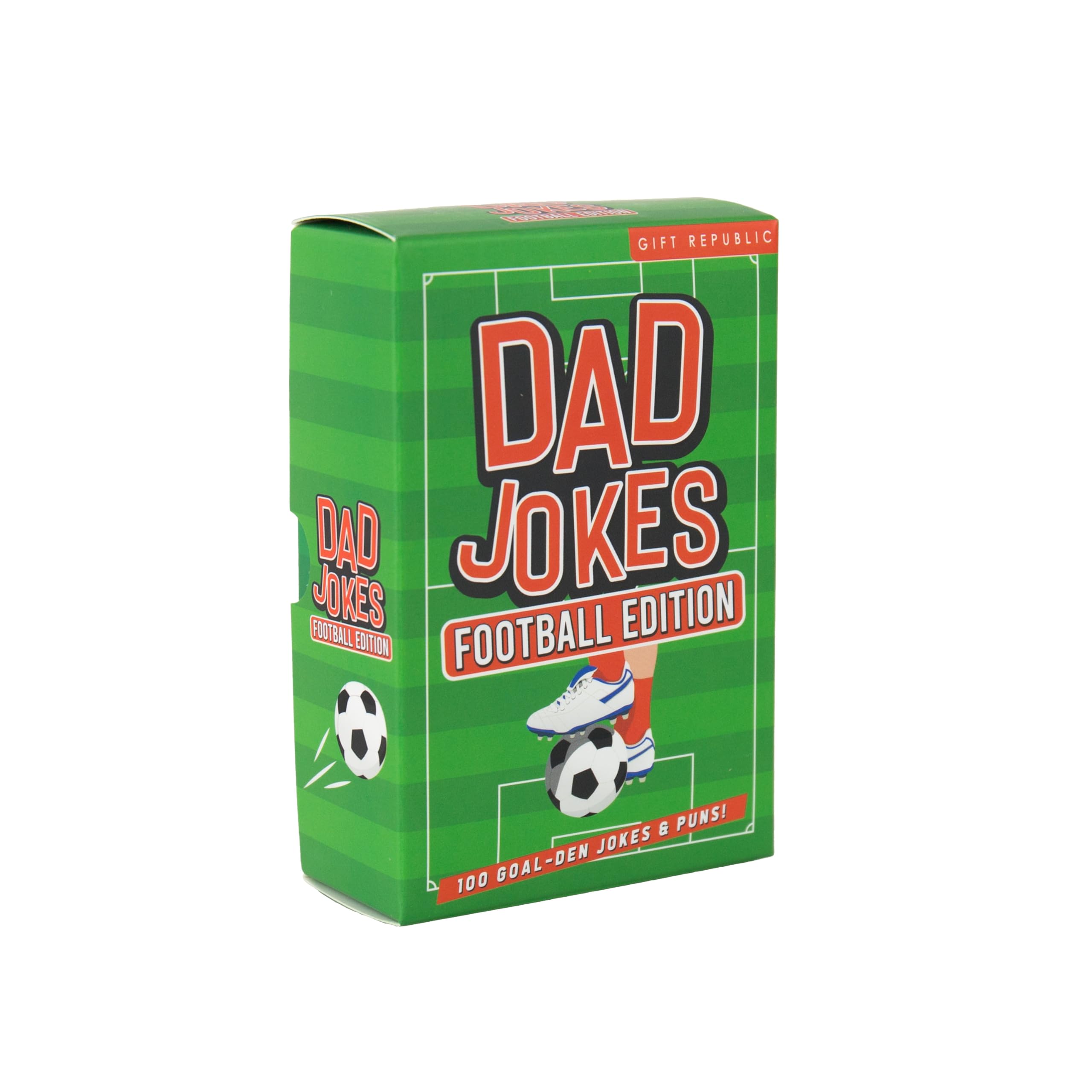 Gift Republic Footbal Dad Jokes - 100 Card Pack with Football Themed Jokes & Puns. Perfect Stocking Filler or Gag Gift for Men - Kids/Adults. Great for Xmas or Birthdays, Green