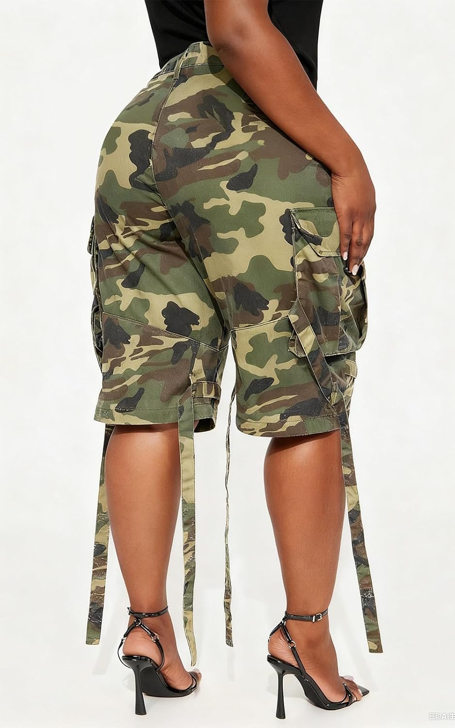 Women Dressy Tassel Bermuda Cargo Short Cotton Knee Length Relaxed Fit Shorts with 4 Pockets