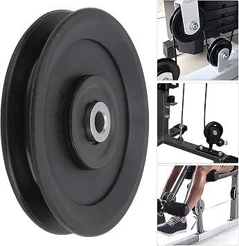 4.5" Pulley System Gym Workout Pulley Wheel Nylon Bearing Pulley Wheel 115mm Black Wheel Cable Gym Fitness Aluminium Pulley
