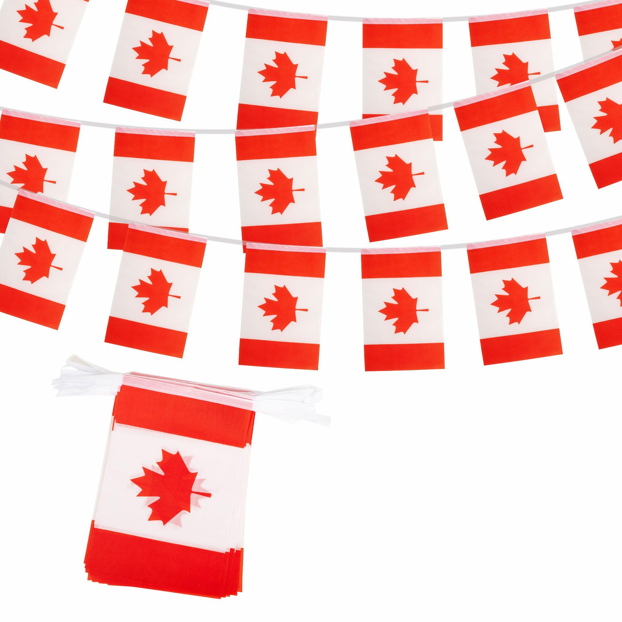 10m Canada Flag Polyester Bunting Banner with 30pcs Flags for 2026 World Cup Party Decorations, 14 x 21 cm Rectangle Canada String Flags for football fans Game Day National Day Pub Party Decor — image 1