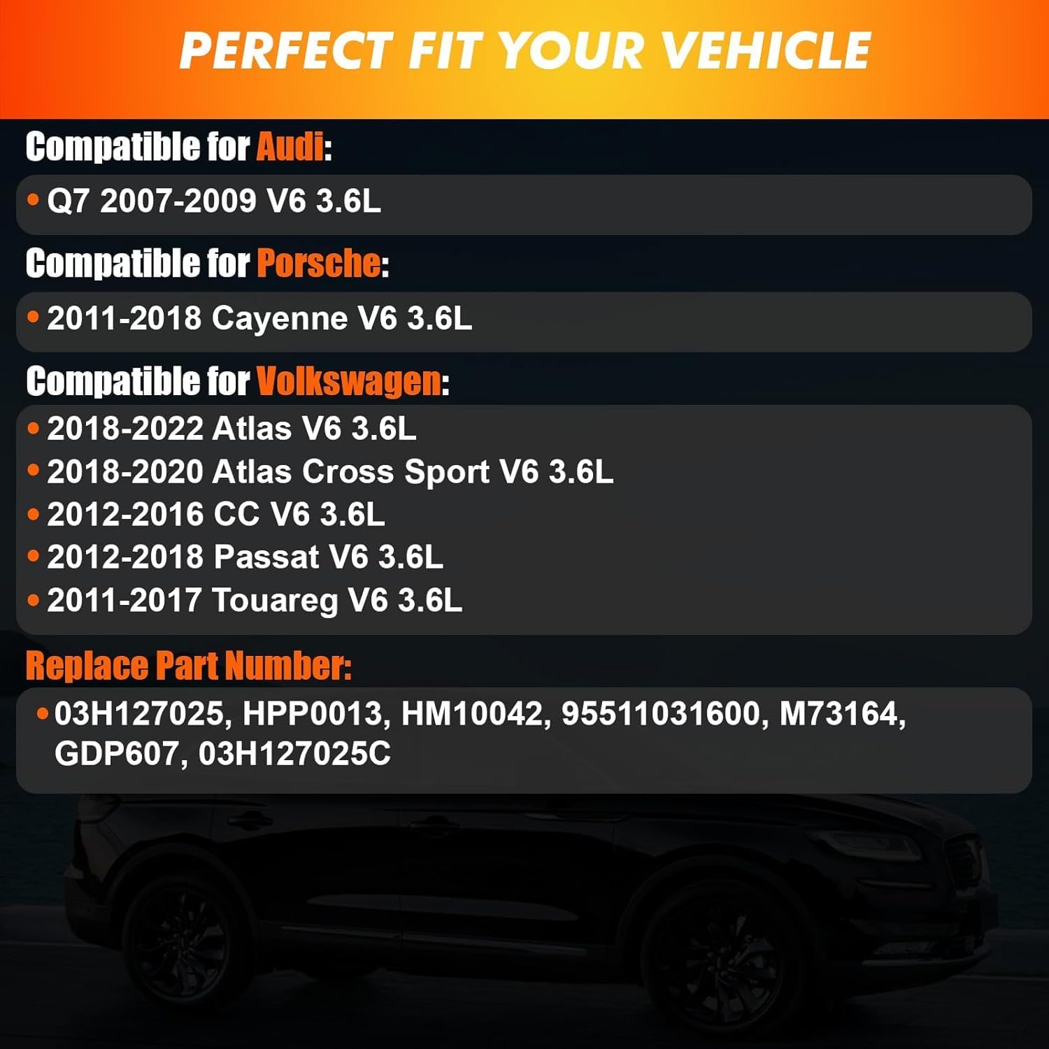 2007-2022 High Pressure Fuel Pump with Seals Compatible for Audi Q7 2007-2009, for Porsche Cayenne 2011-2018, for Volkswagen Atlas Touareg CC Passat V6 3.6L, Replace 03H127025C