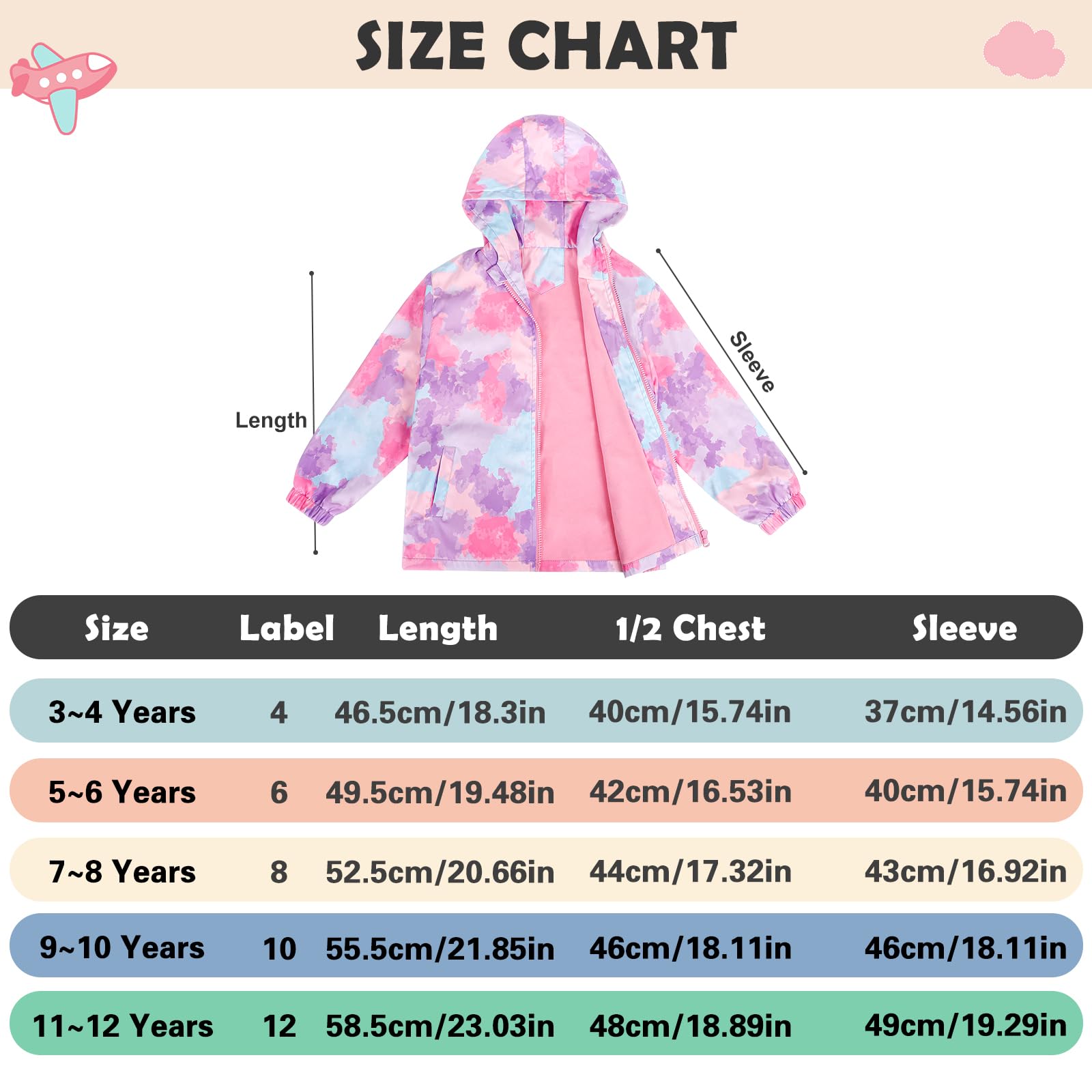 LACOFIA Veste Imperméable Enfant Filles avec Doublure Polaire Veste Chaud Coupe Vent à Capuche Blouson de Pluie Automne/Hiver pour Enfant 3~12 ans