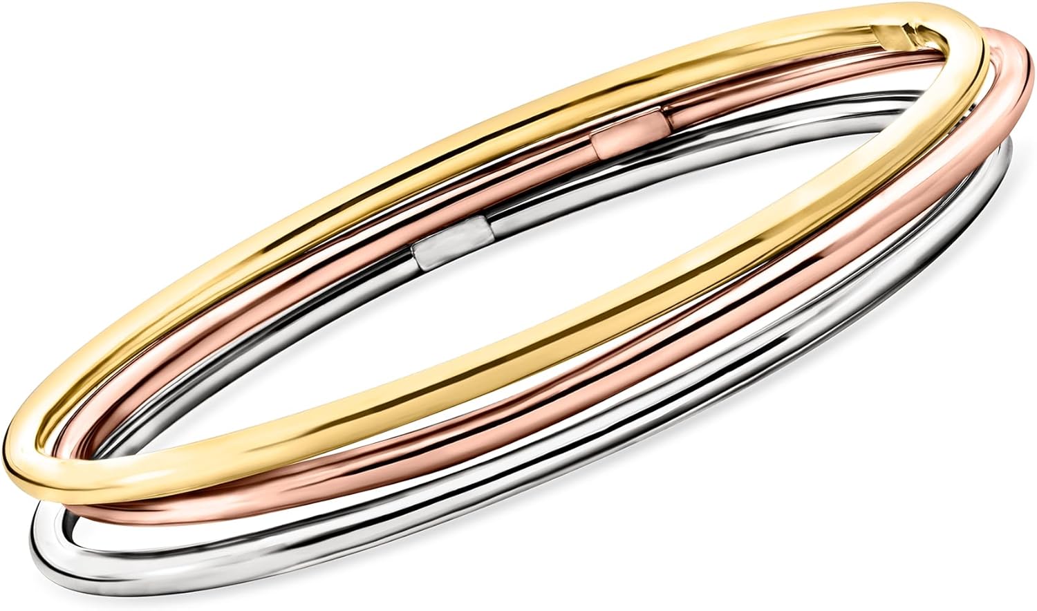 Ross-Simons Italian Multi-Toned Sterling Silver Jewelry Set: 3 Polished Bangle Bracelets. 7.5 inches