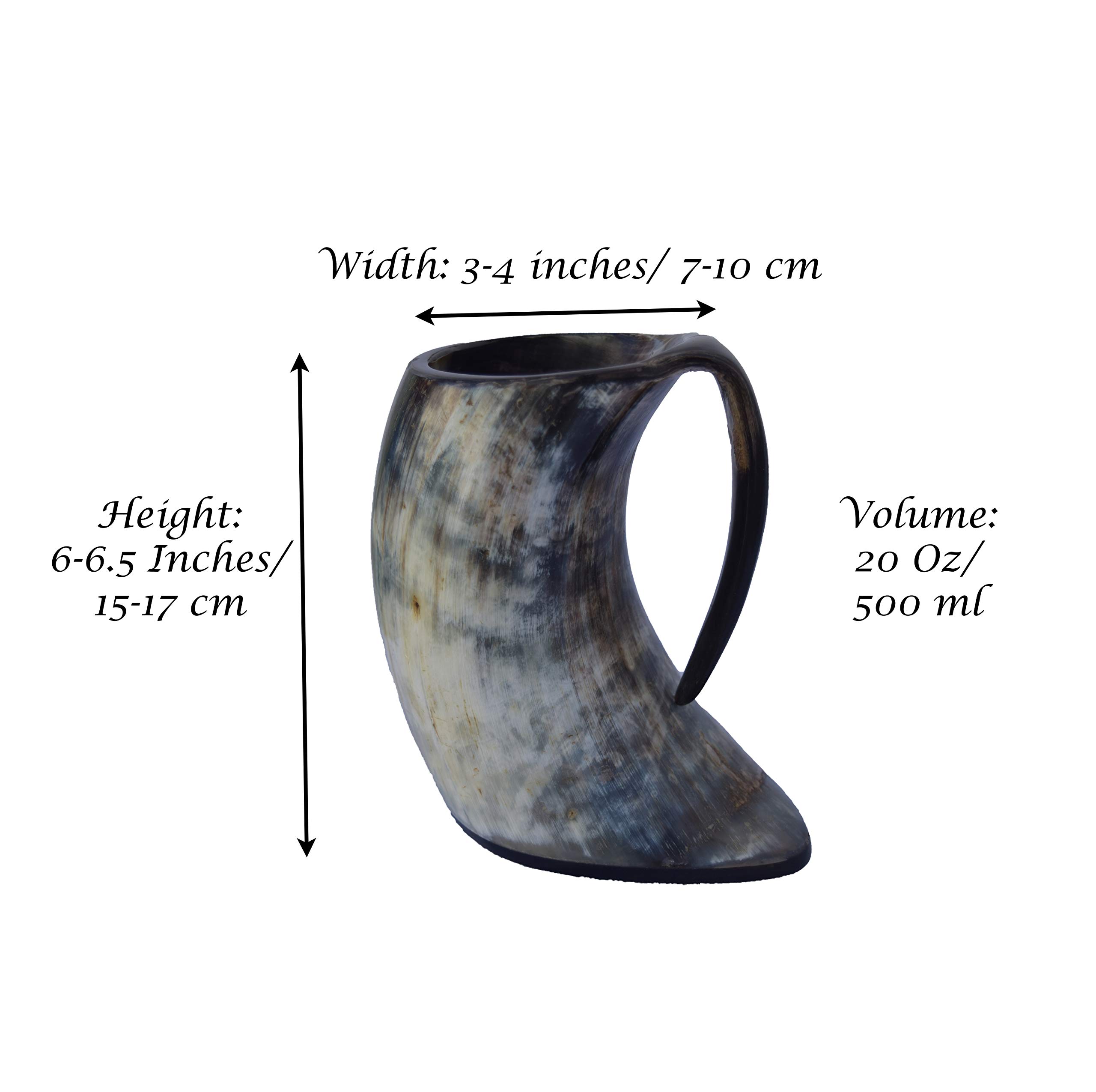 Bierkrug aus natürlichem Horn, handgefertigt, groß, nordische Spiele der Thrones, 590 ml, Bierkrug, tolles Geschenk, 2 Stück