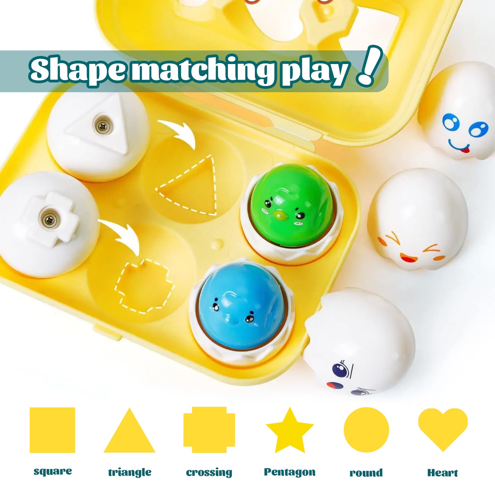 Shudyear Easter Egg Toys, Educational Sensory Baby Toys and Shape Sorter Kids - Image 4