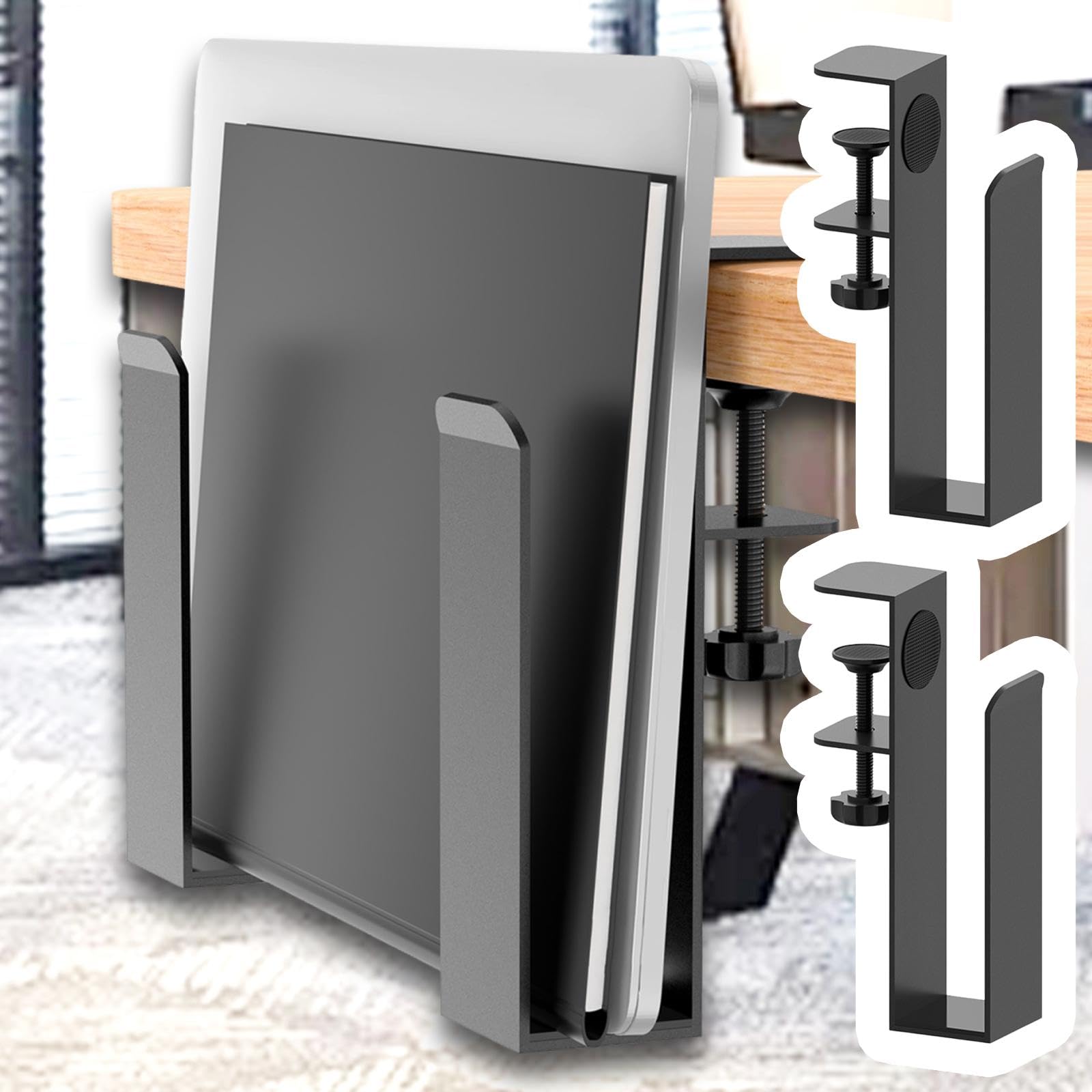 Milageto Juego de 2 Soportes para Portátiles para Colocar Debajo del Escritorio, Accesorios de Metal Resistentes.