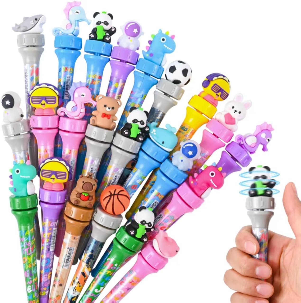 Ulema 24 Pcs Fidget Pens Fun Cute Kawaii Pens，Stress Relief Rotating Pen for School, Office, Home, Birthday Gifts Supplies Classroom Rewards.