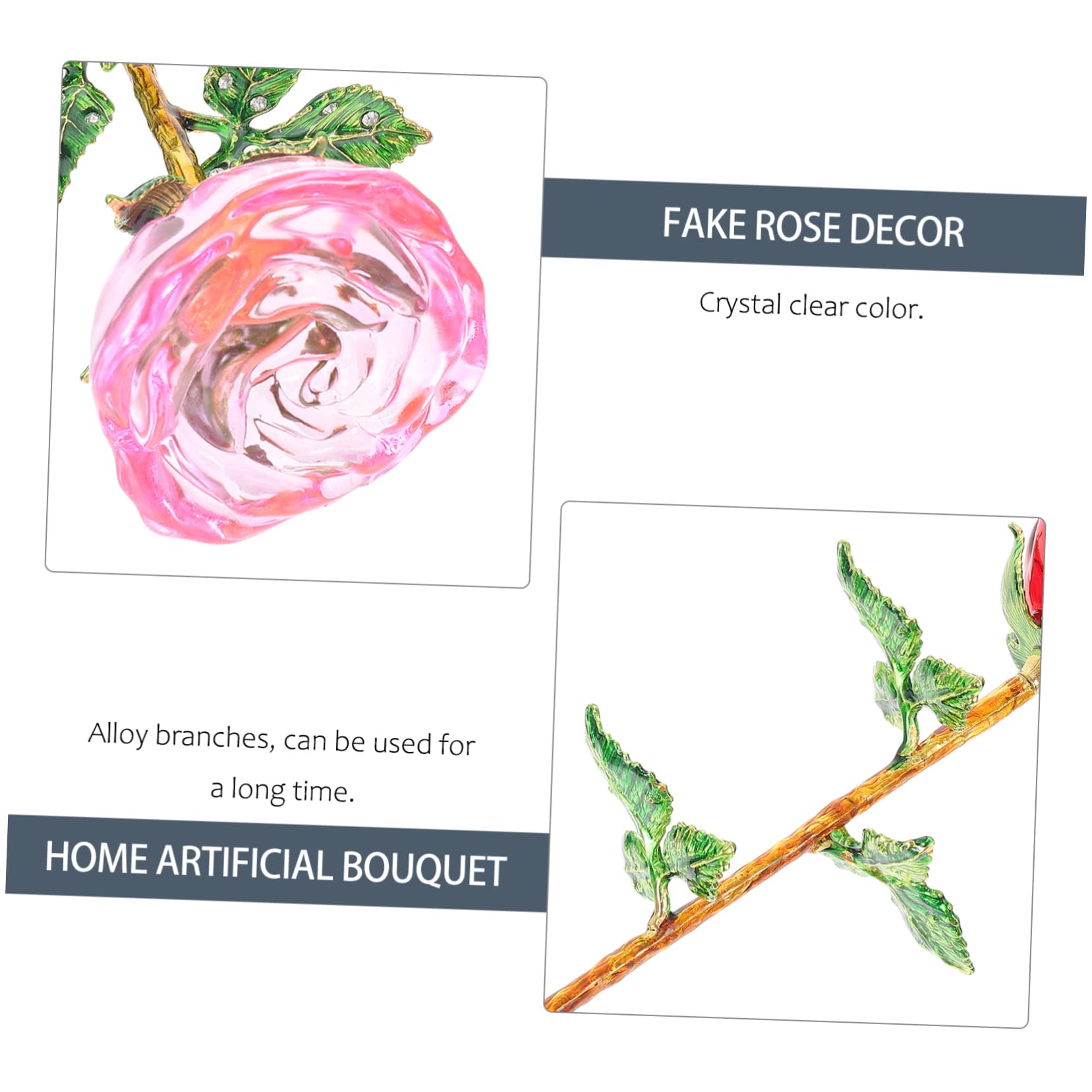 KOMBIUDA Künstliche Rosen Blumendekoration Aus Glas Elegante Wasserrosen Für Hochzeiten Valentinstag Heimdekoration Stilvolles Arrangement Mit Grünen Blättern