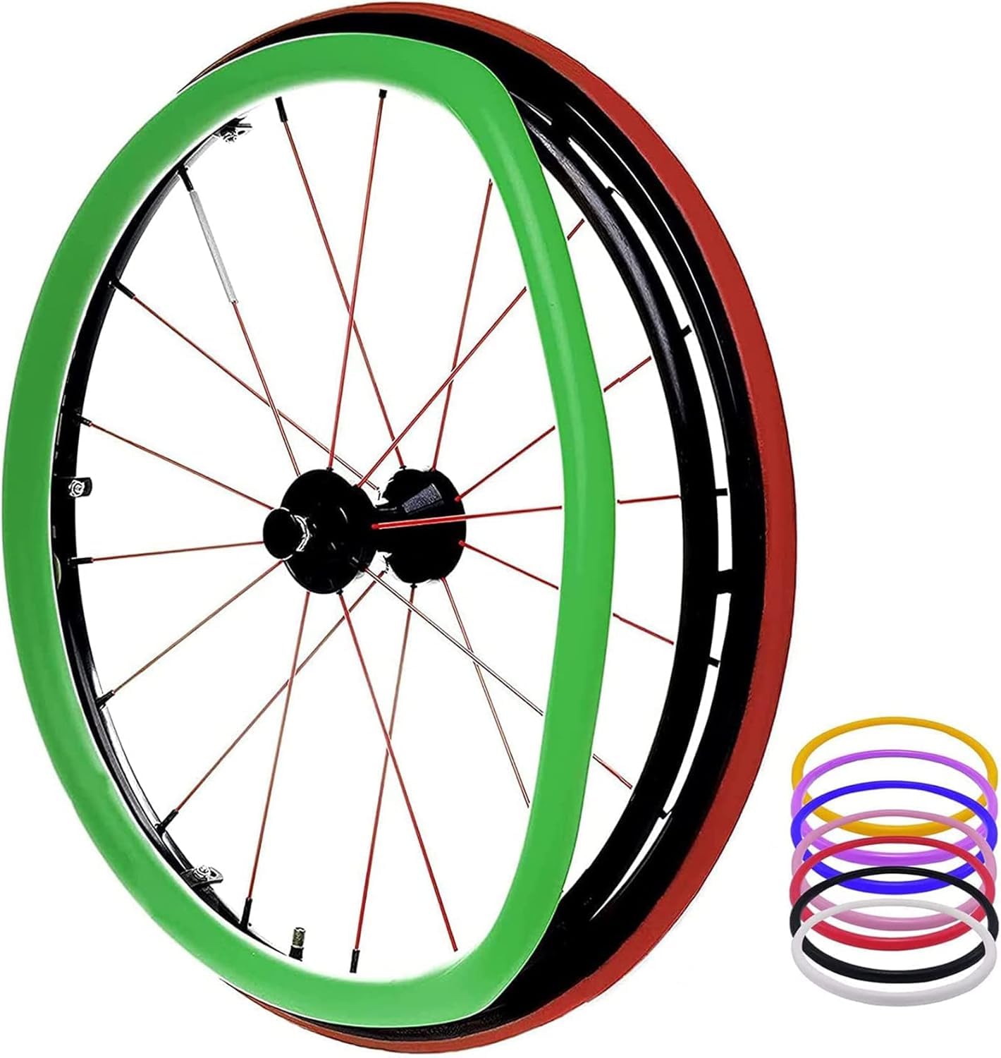 Pokrowce na felgi na wózek inwalidzki 61 cm tylne koło sportowy pokrowiec na wózek inwalidzki silikonowy pokrowiec na wciskane ręce, odporny na zużycie, poprawia przyczepność i przyczepność