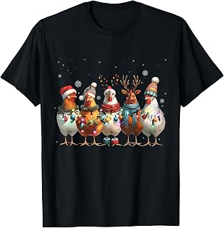 Christmas Lights Chicken Santa Funny Xmas Tree Chicken T-Shirt