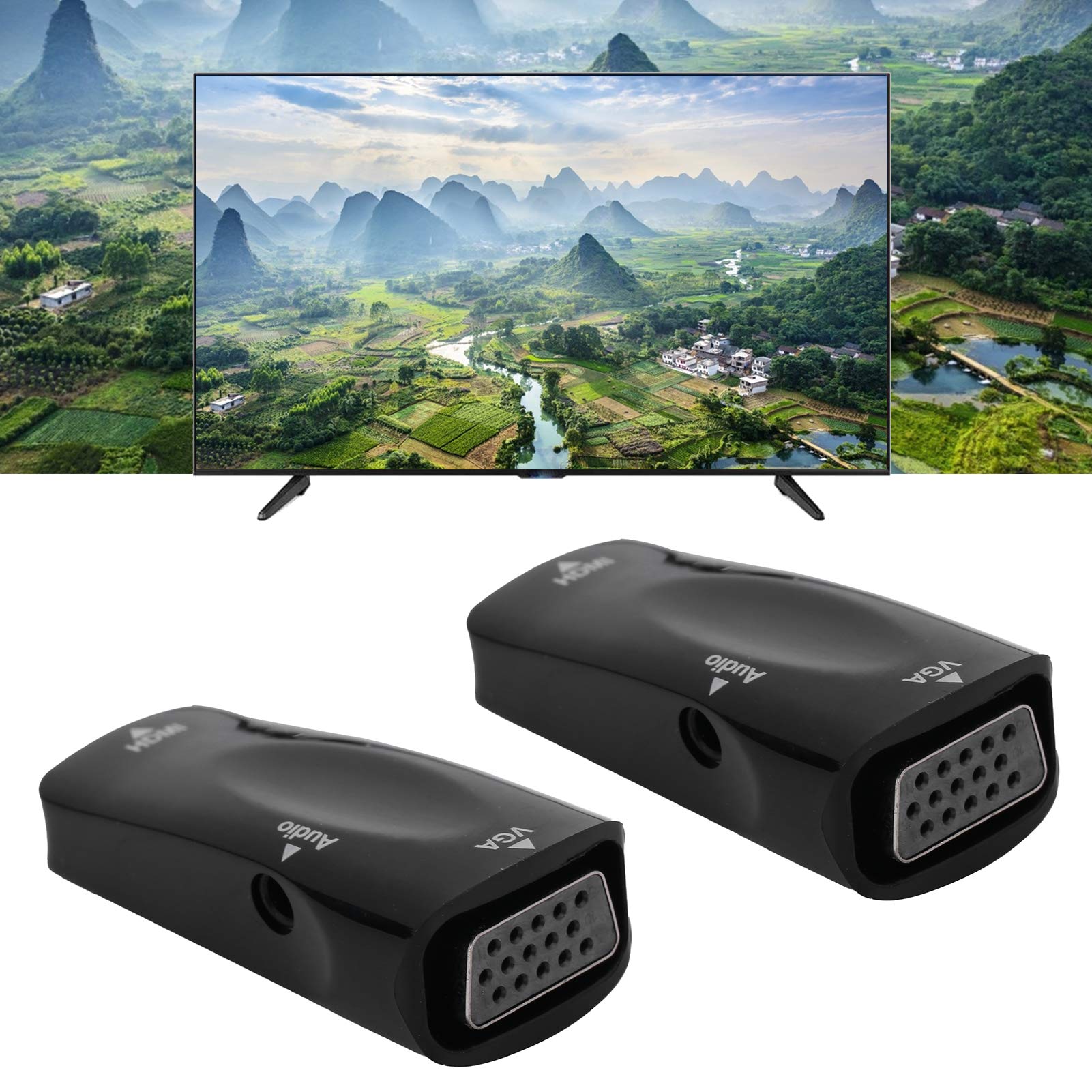 Goshyda Adaptateur HDMI Femelle vers VGA, Convertisseur Vidéo 1080P avec Câble Audio 3,5 mm