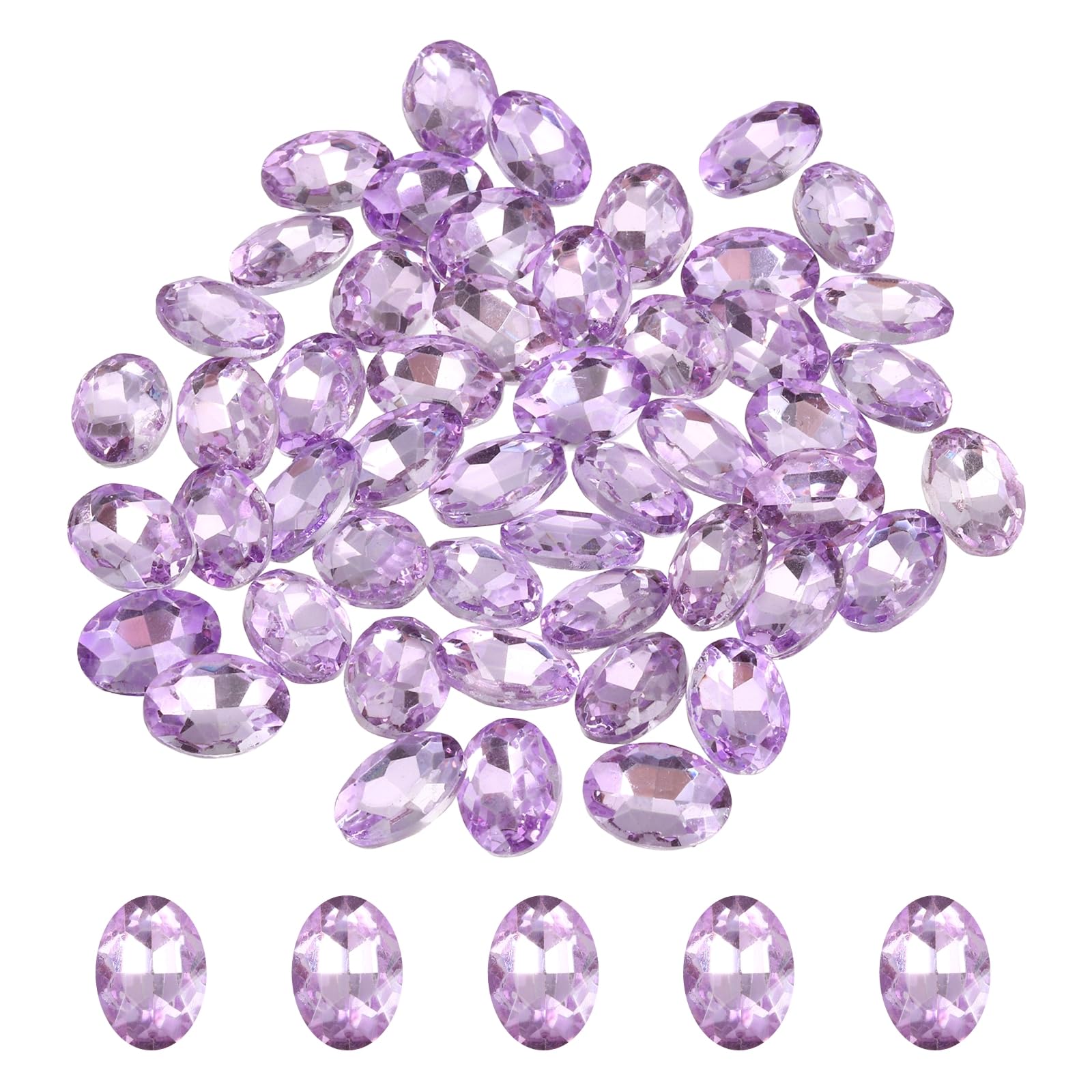 sourcing map 100Pcs Oval Pointed Back Rhinestone, 10 x 14 mm Oval Faceted Glass Rhinestone Gems Pointed Back Faceted Glass Beads for Jewelry Making DIY Crafts Shoes Crystal, Purple