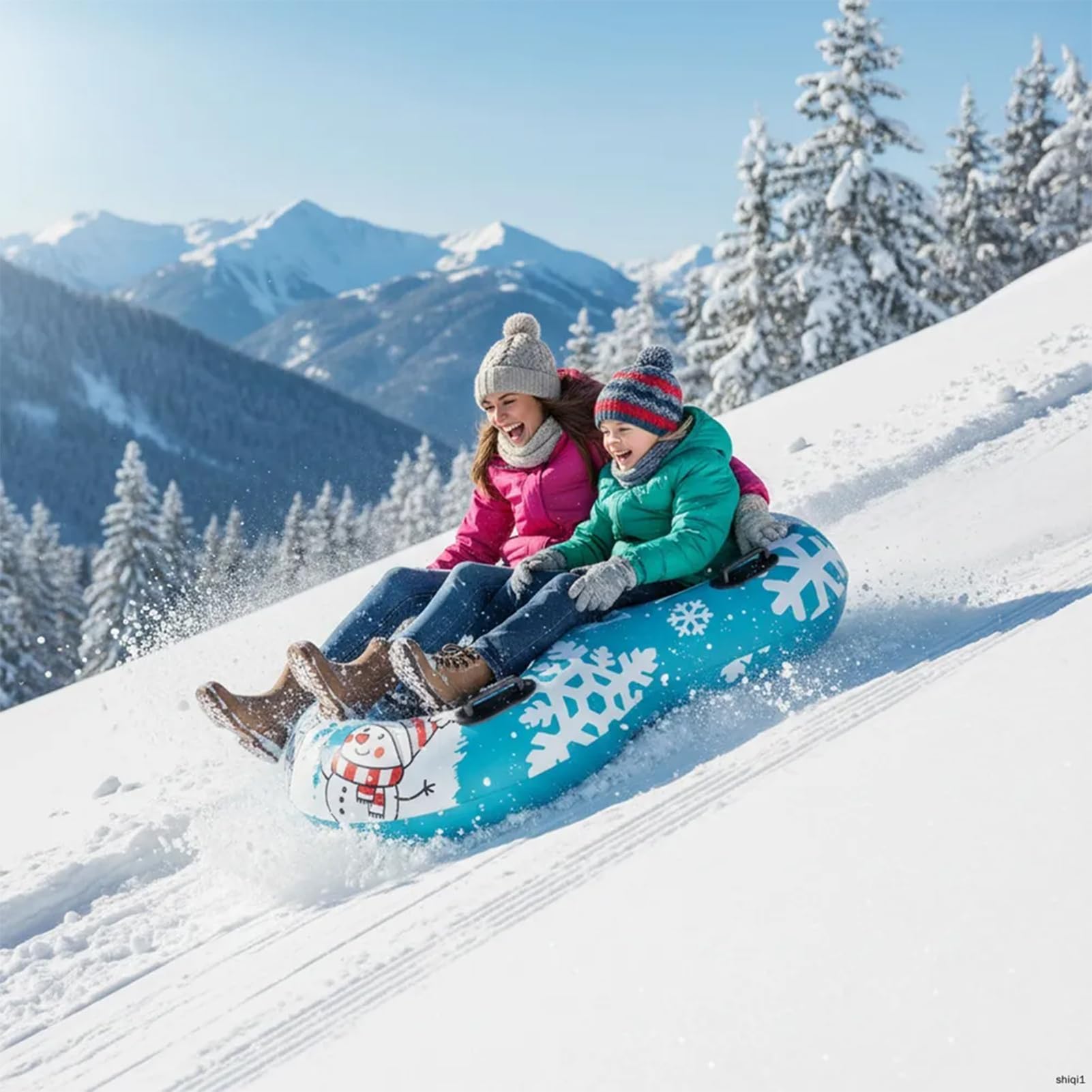 Tubi da Neve per Bambini Slittino Gonfiabile Resistente A 2 Posti