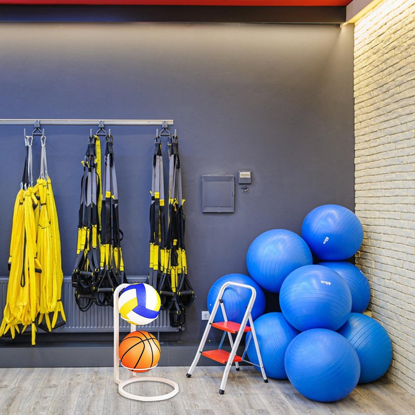 Este Estante de Almacenamiento para Baloncesto, de 2/3/4 Niveles, de Metal, para fútbol, Baloncesto, Voleibol, Soporte de Hierro Resistente para Almacenamiento en Garaje o Equipo Deportivo.
