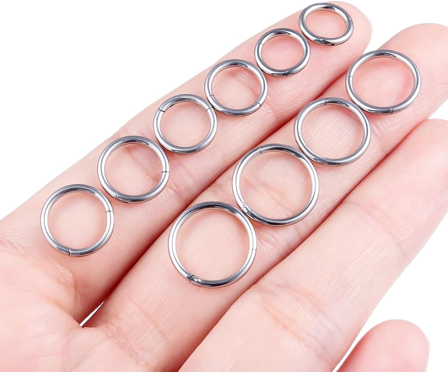 Dyknasz 10PCS 16G Surgical Steel Hinged Clicker Segment Septum Lip Ring Hoop Cartilage Tragus Helix Conch Sleeper Earrings Piercing Jewelry for Women Men 6mm 7mm 8mm 9mm 10mm - Image 4