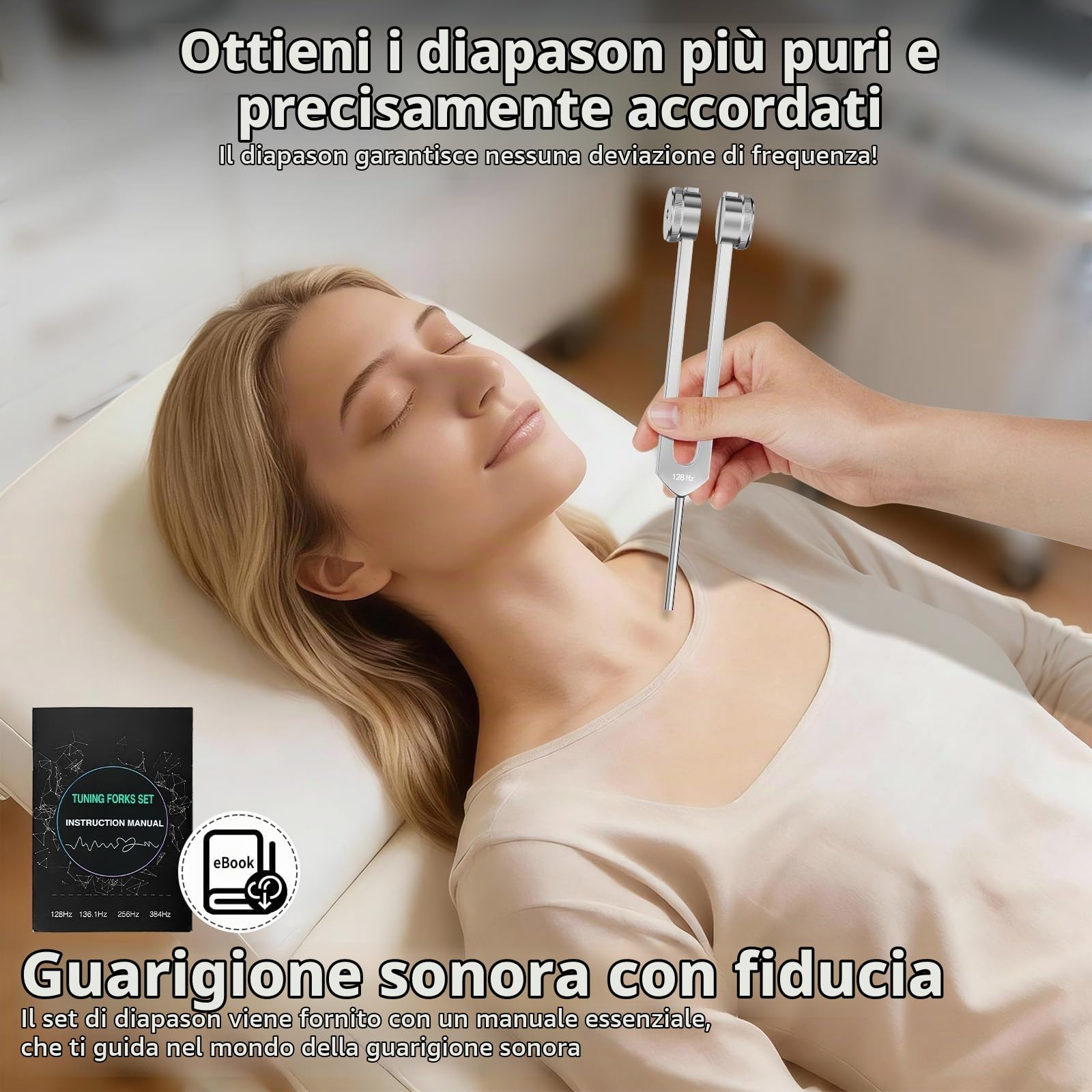 Set di diapason curativo con base in cristallo per regolazione chakra, guarigione del suono, meditazione, yoga