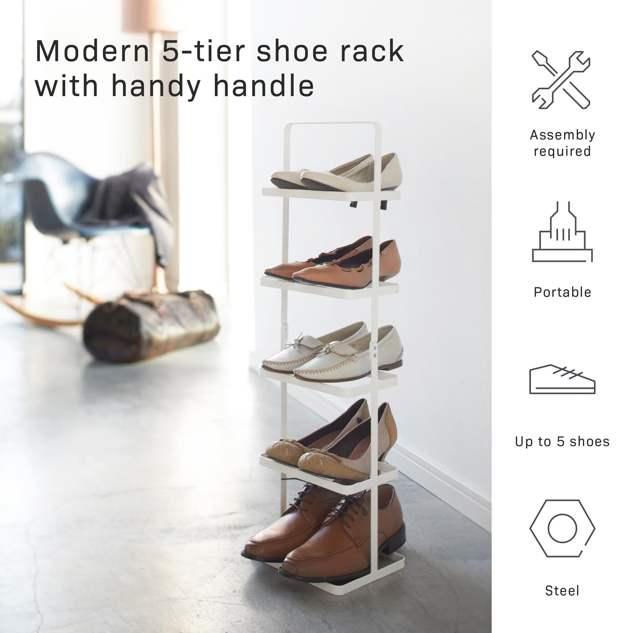 YAMAZAKI Tower Hohes Schuhregal, weiß