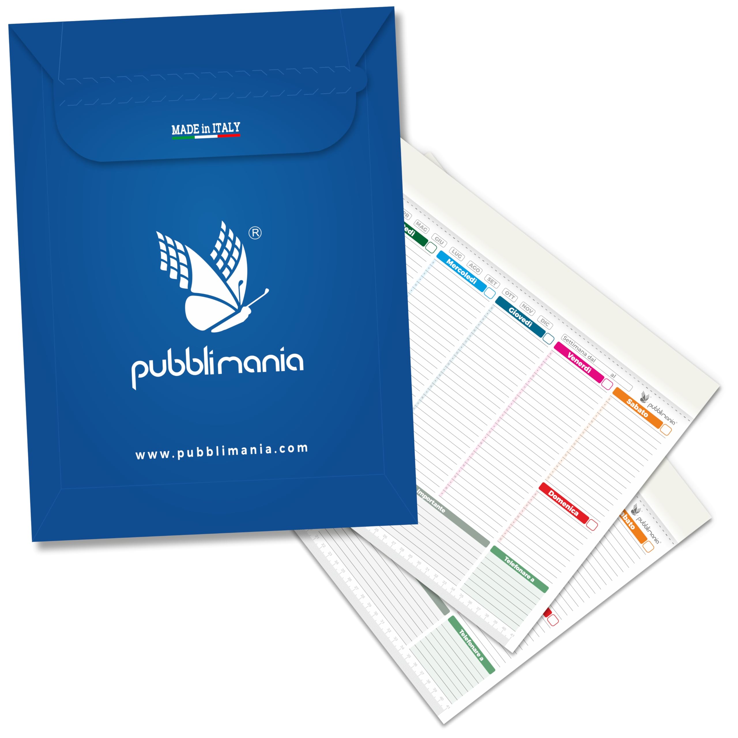 Pubblimania 2 MAXI PLANNER SETTIMANALE da tavolo per scrivania. (Cm 43x31) Organizer Weekly planner Agenda per Ufficio (2 Maxi Planner)
