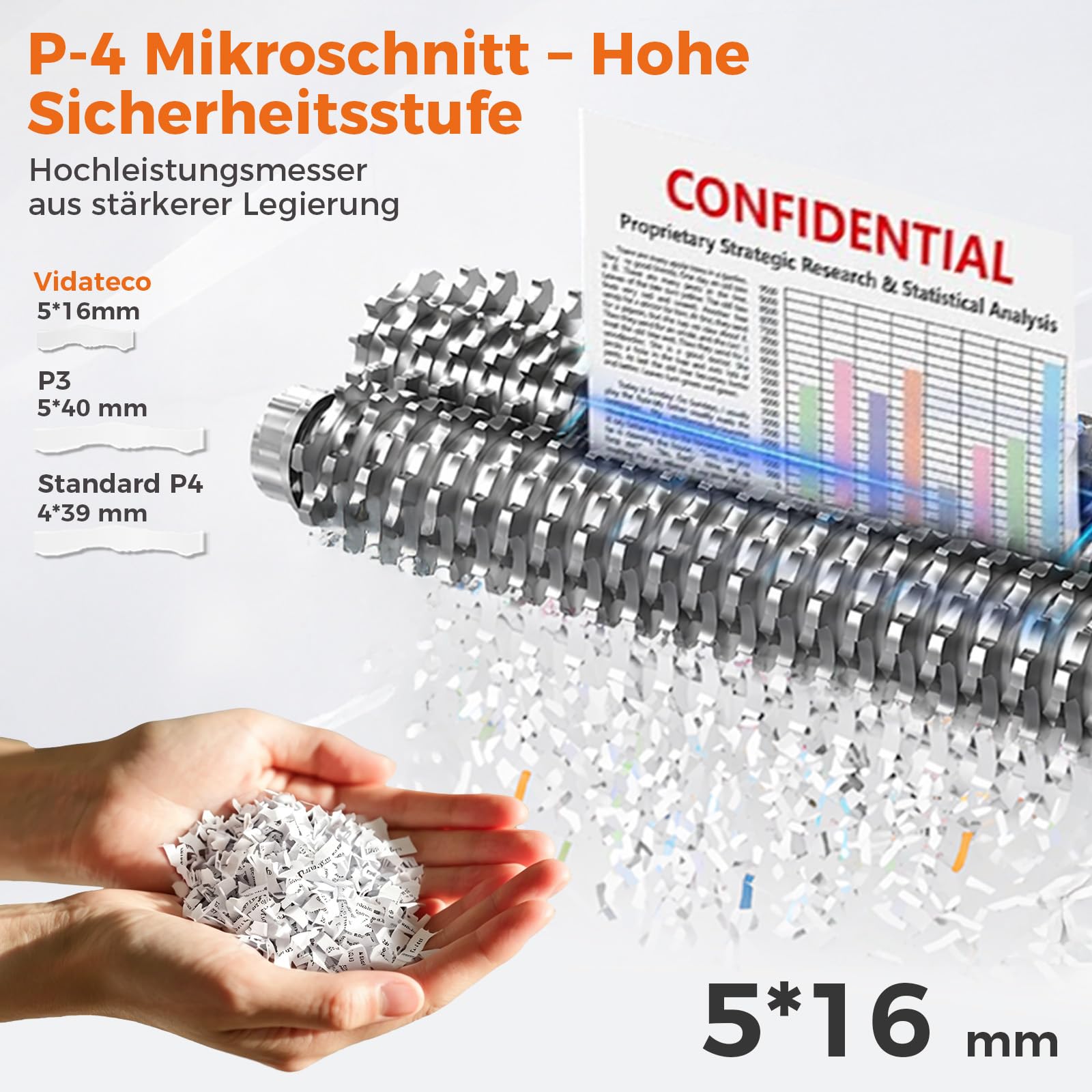 Schredder, 10 Blatt Querschnitt (P-4) Aktenvernichter, VidaTeco Partikelschnitt Papierschredder für Papier/Kreditkarten, Reisswolf mit Tragbares Griffdesign & 15L Behälter für Büros und Home, Schwarz