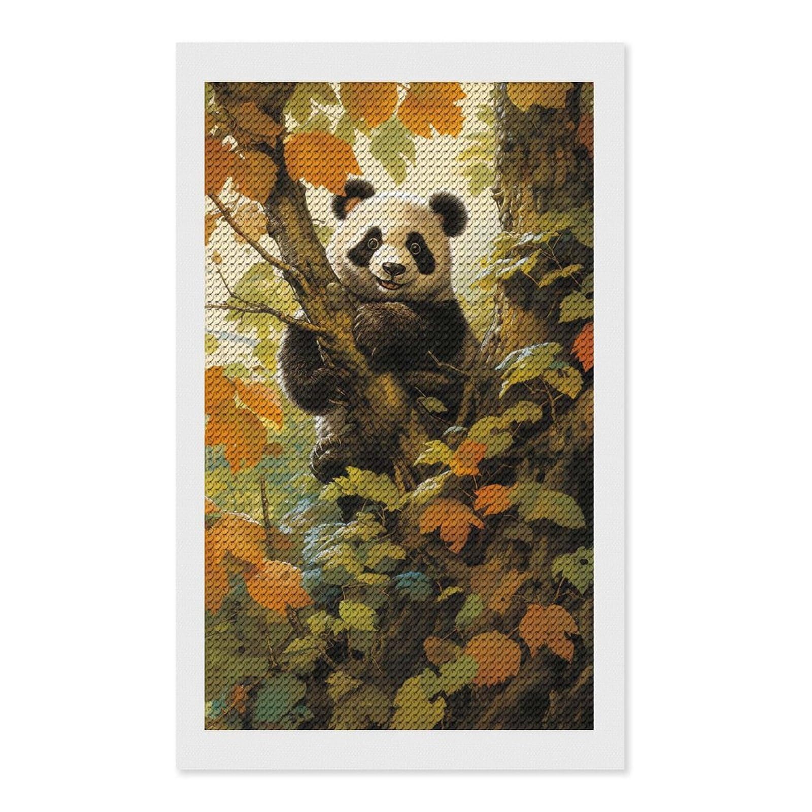 Junmoney Panda Diamond Art Canvas 12"x20", for Adults, Pleasing Wall Art Project, Modern Decor, Gift Idea, Nice Detail and Sparkle