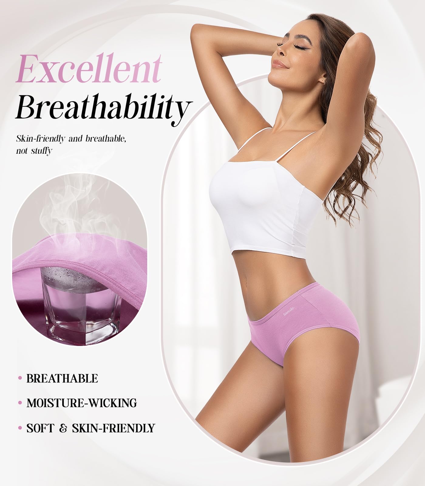 TANSTC Mutande Culotte Donna Cotone, Slip Donna in Cotone - Confezione da 6 Slip Hipster, Vita Bassa Ed Elasticizzati, Traspiranti