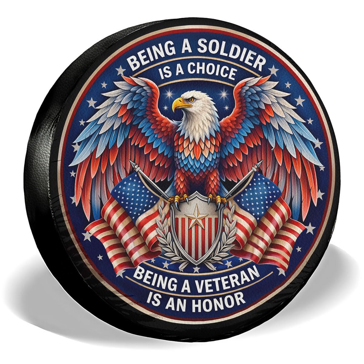 Veteran Premium PVC Leather Spare Tire Cover, Universal Fit for RV Jeep Camper Trailer, Dustproof, Waterproof Jeep Tire Cover with No Camera Hole