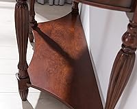 Vista 64 de PADMA HOUSE Mesa de sofá semicírculo tradicional de madera maciza con tapa de vidrio templado para sala de estar, nogal cereza