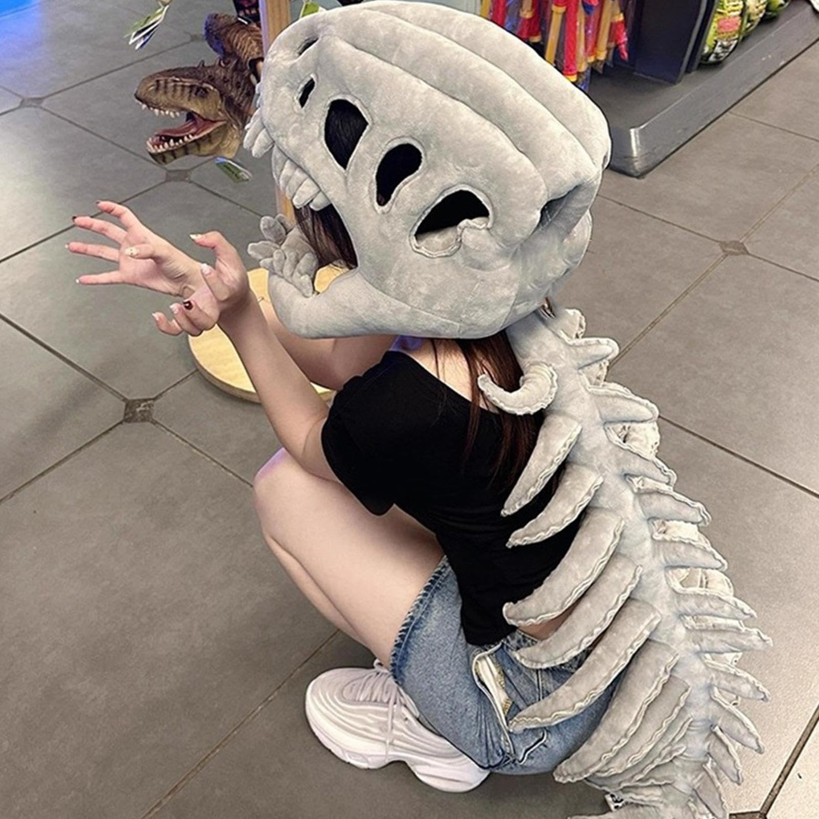 Miękki Kostium Szkieletu Dinozaura Miękka Zabawka Pluszowa | Strój Na Halloween Dla Szkieletów Dla Dzieci I Dorosłych Na Występ Sceniczny Imprezę Tematyczną Bal Maskowy