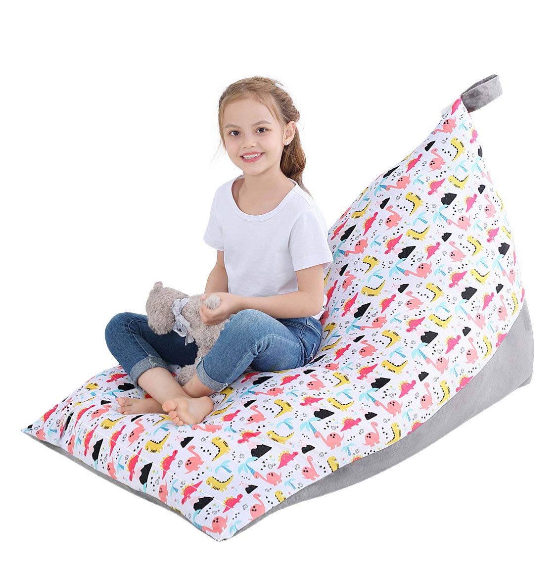 SoulQ Stuffed Animal Bean Bag Chair,200L Large Storage Bag Sofa for Kids,Foldable Floor Sofa Bag,Soft Velvet Comfortable Seating Plush Toys Holder for Teens Adults (Color E)