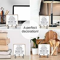 Vista 4 de Letreros de mesa de madera inspiradores, 4 x 4 x 0.2 pulgadas, decoración de escritorio con soporte, I believe in you, you got this, idea de regalo