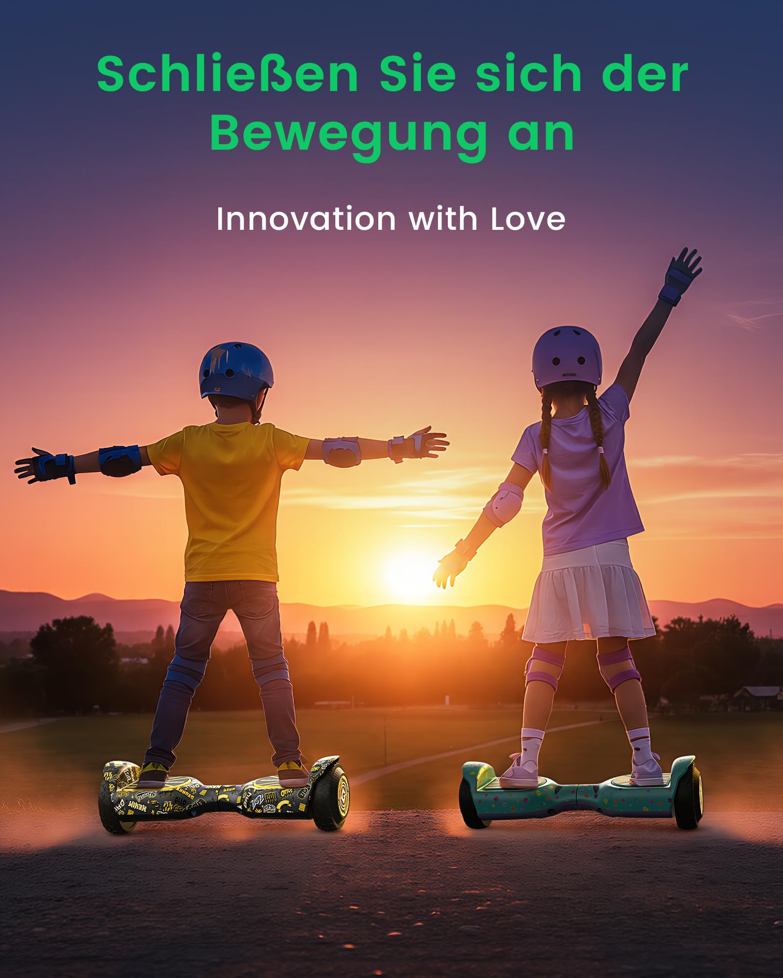 Gyroor 6,5" Hoverboard für Kinder & Erwachsene, All-Terrain Offroad Hoverboard Starker Dual 500W Motor, Geländereifen Self Balance Scooter, Bluetooth Musik, LED-Lichter