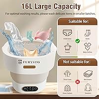 Vista 4 de Foldable Portable Washing Machine Upgraded with Spin Basket,16L Mini Laundry Machine,Automatic 3 Cleaning Modes for Underwear/Baby