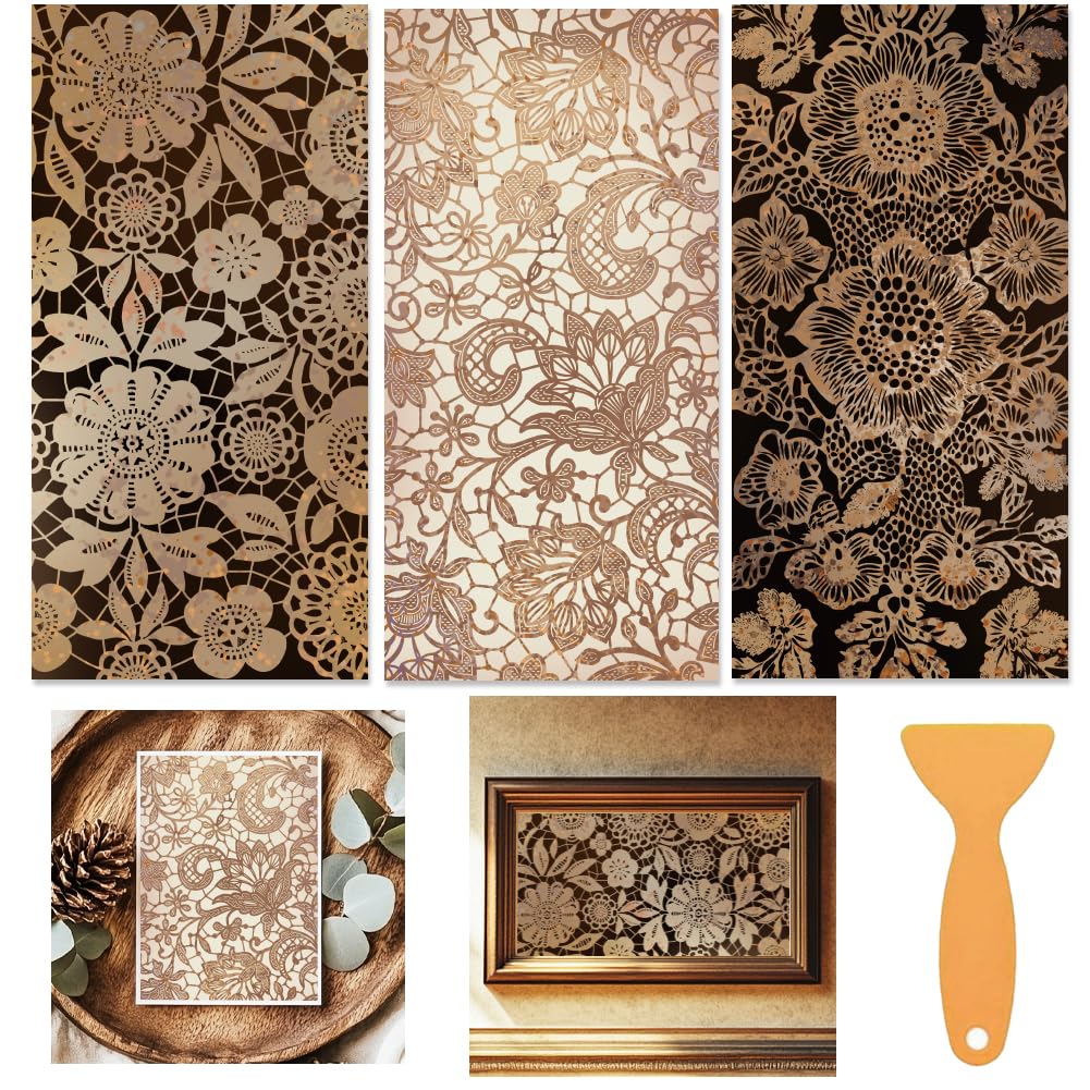 Feuille de transfert vintage dentelle dorée travaux manuels et buffet