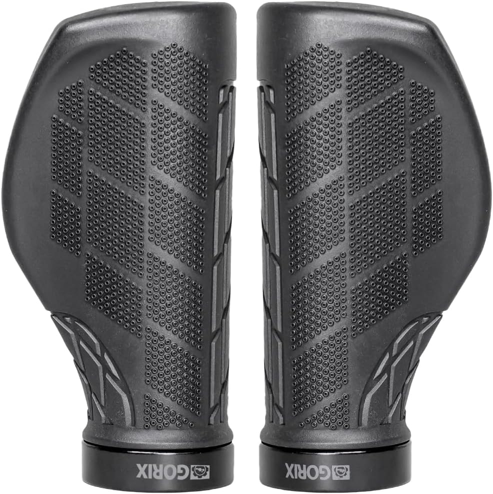 GORIX Bike Ergo Grips Bar End Handlebar [135mm 100mm] (GXQ Wing)