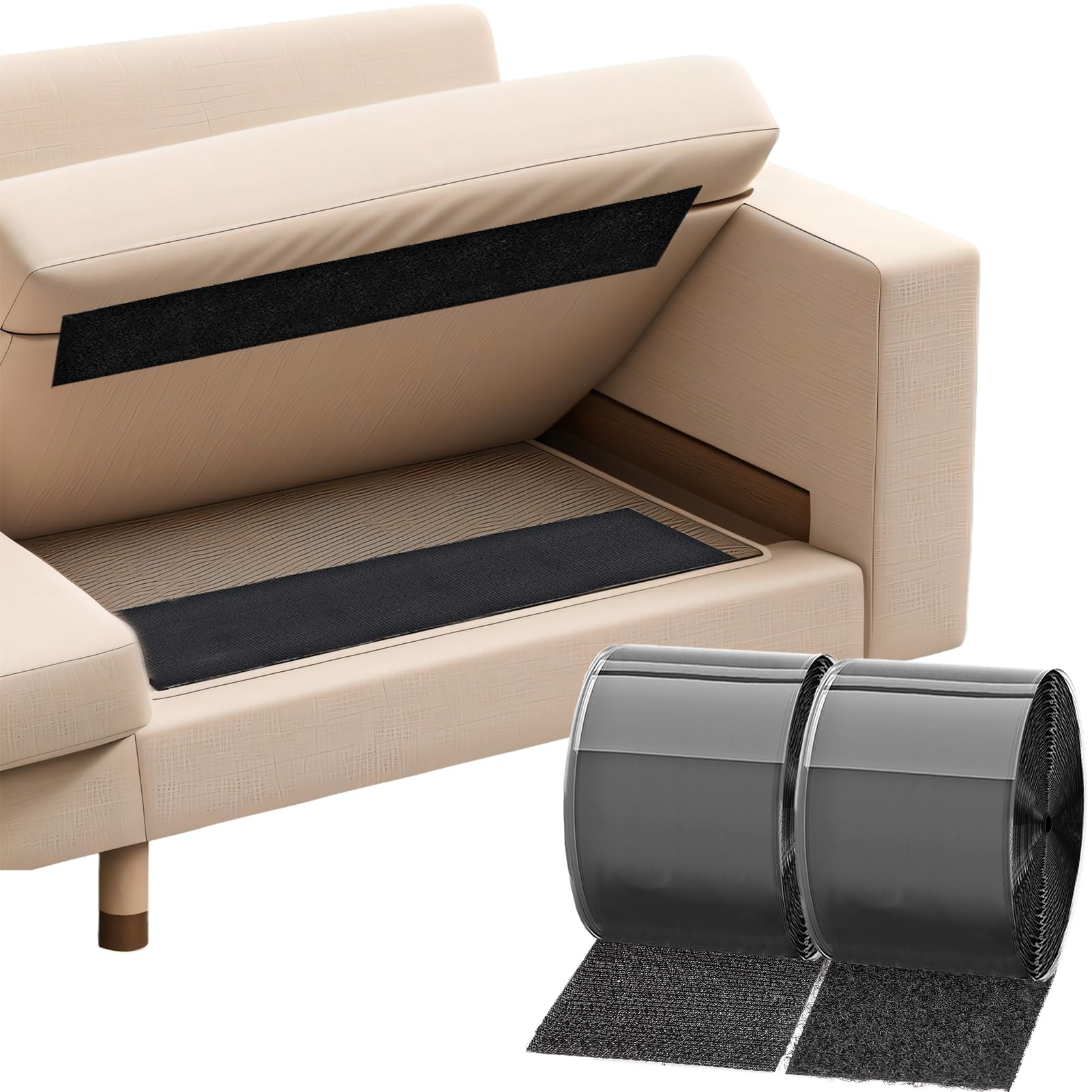 TEUVO 11cm X 8M Scratch Autocollant Avec Adhésive pour Maintenir les Coussins de Canapé Rouleau Bande Scratch Adhésif Scratch Autocollant Large Puissant Tissus pour Autour de la Maison Bureau Fixation