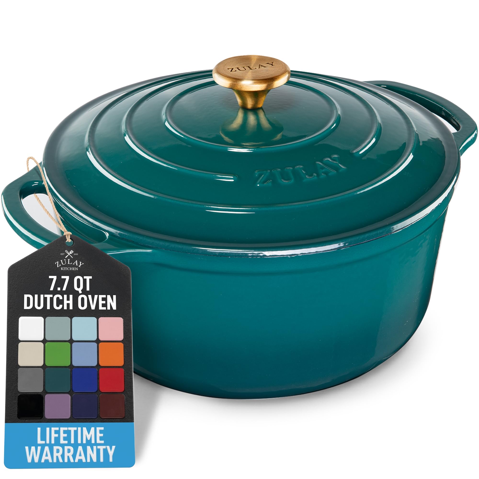 Zulay Kitchen 7.7 Quart Enameled Cast Iron Dutch Oven