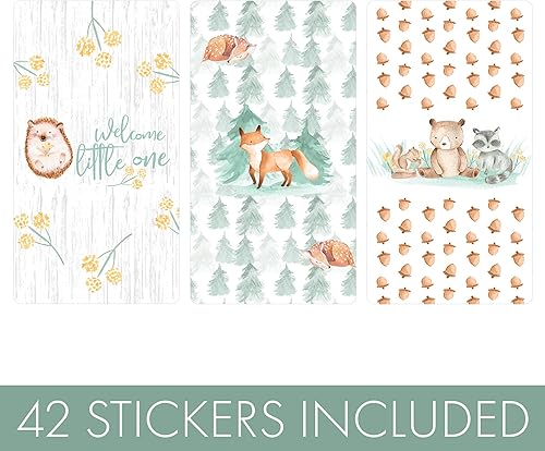 Miniatura 3 de Woodland Baby Shower Mini envoltorios de barra de caramelo, criaturas de acuarela - 45 calcomanías