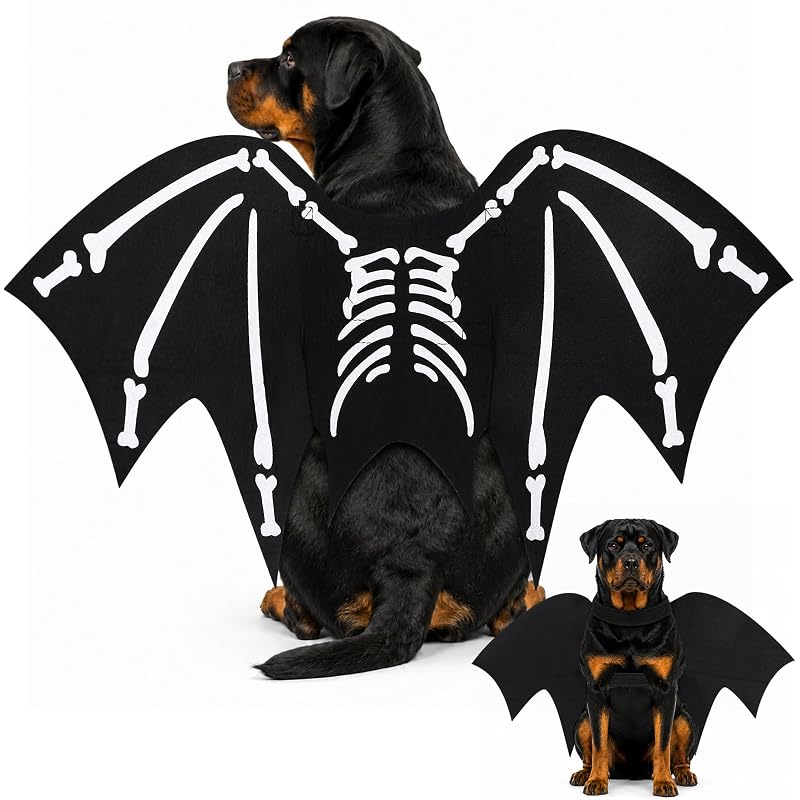 Fantasia de Halloween para Cães com Asas de Morcego Luminosas em Feltro Teeanzo X-Large, 1 unidade
