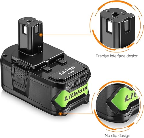 Miniatura 6 de LORDONE Paquete de 2 baterías de litio P108 de 6500 mAh compatibles con Ryobi 18 V one+ batería para P100 P102 P103 P104 P105 P107 P109 P190