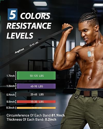 Miniatura 2 de Bandas de resistencia para entrenar Juego de bandas de ejercicio de 5 niveles - Asistencia para dominadas de silicona elástica - Terapia