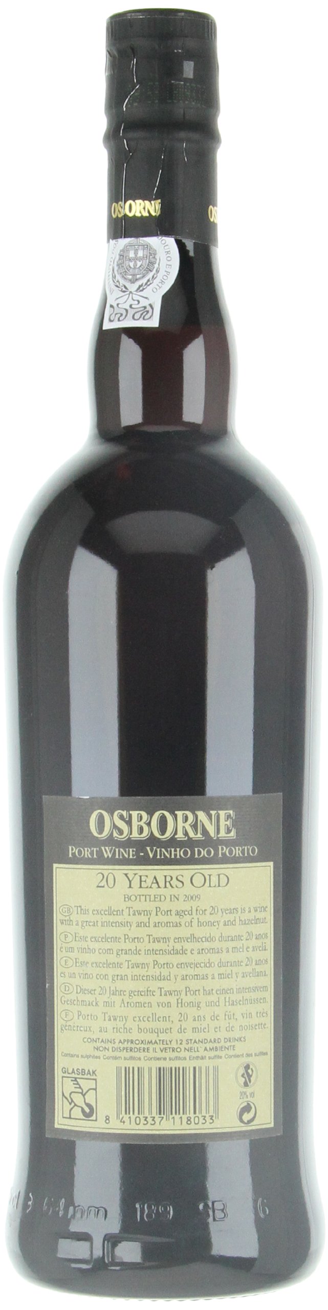 Osborne Vino D.O. Oporto Porto Matured in Wood 20 Years Old Tawny 20º - 1 botella de 75 cl