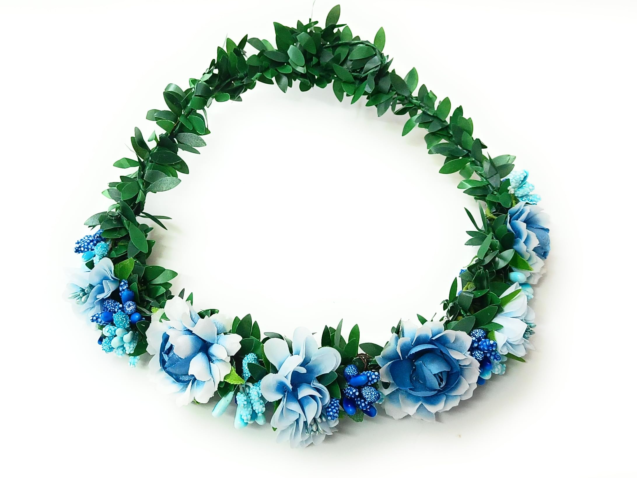 CRAnsh Creations; Crafted with Love Handmade Flower Tiara for Girls Women Jewellery Hair Accessories Adjustable with ribbon Pack of 1 (Blue)