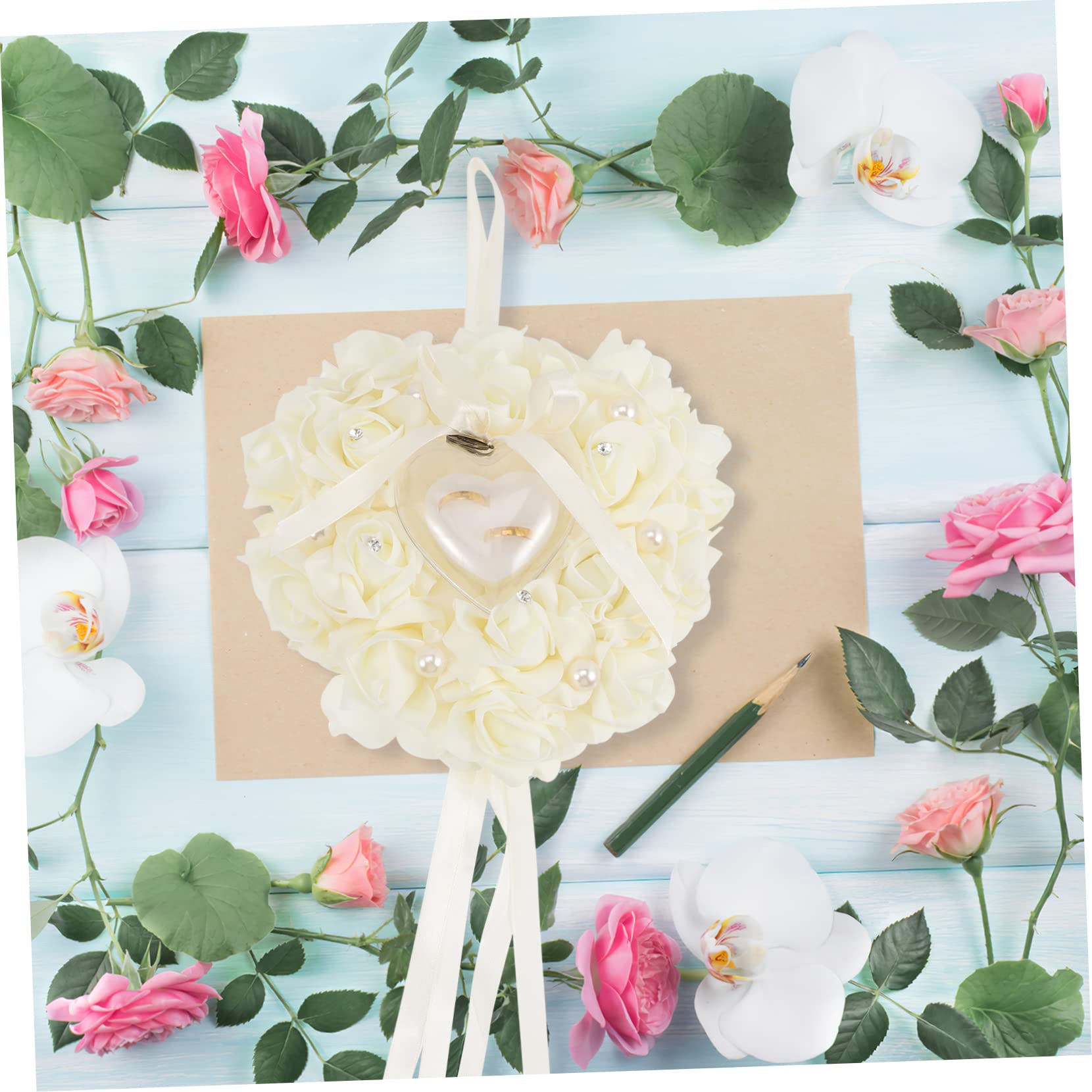 SOIMISS 5pezzi Cuscino Portafedi Elegante Forma Di Cuore Con Decorazioni Scatola Per Anelli Da Matrimonio Accessori Nuziali Per Sposi e Fidanzamenti